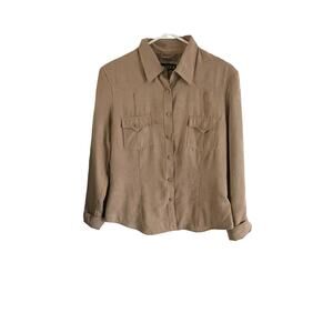 Aziza Vintage Size Large Faux Suede Tan Shacket‎ Button Up Jacket